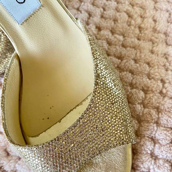Jimmy Choo gold metallic open toe sling back - Picture 5 of 8